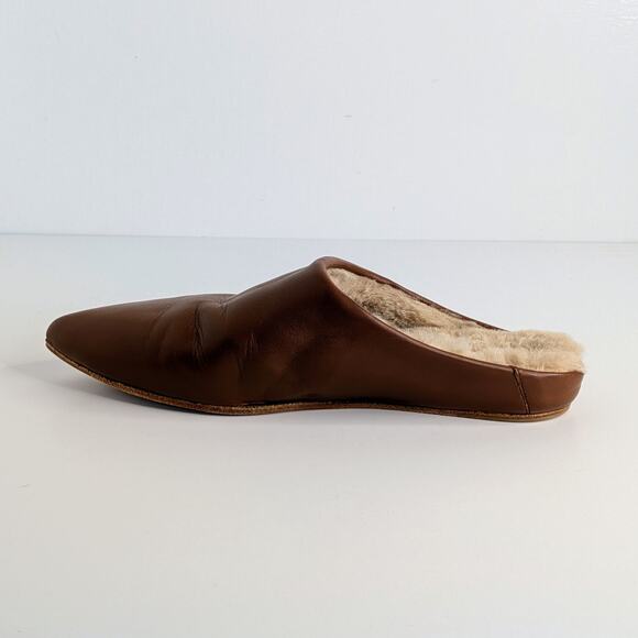 Coclico Dia Mule Shearling Slides 38 Brown Leather Quiet Luxury Cozy Chic - Picture 7 of 13
